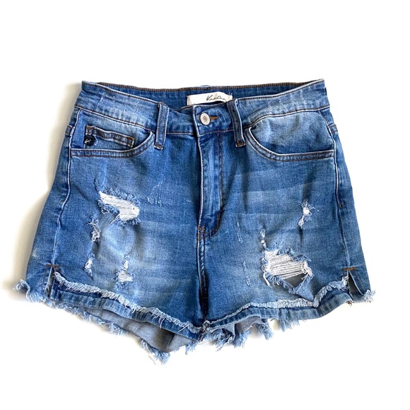 KanCan Pants - KanCan Distressed High Rise Raw Fringe Shorts